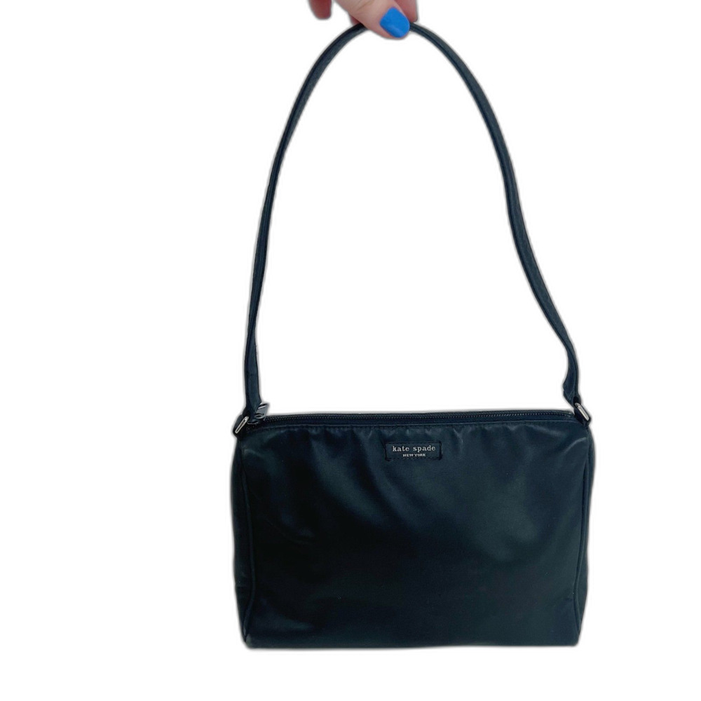 Kate Spade 90s Vintage Black Nylon Shoulder Bag Little Black Bag Purse - Picture 2 of 12
